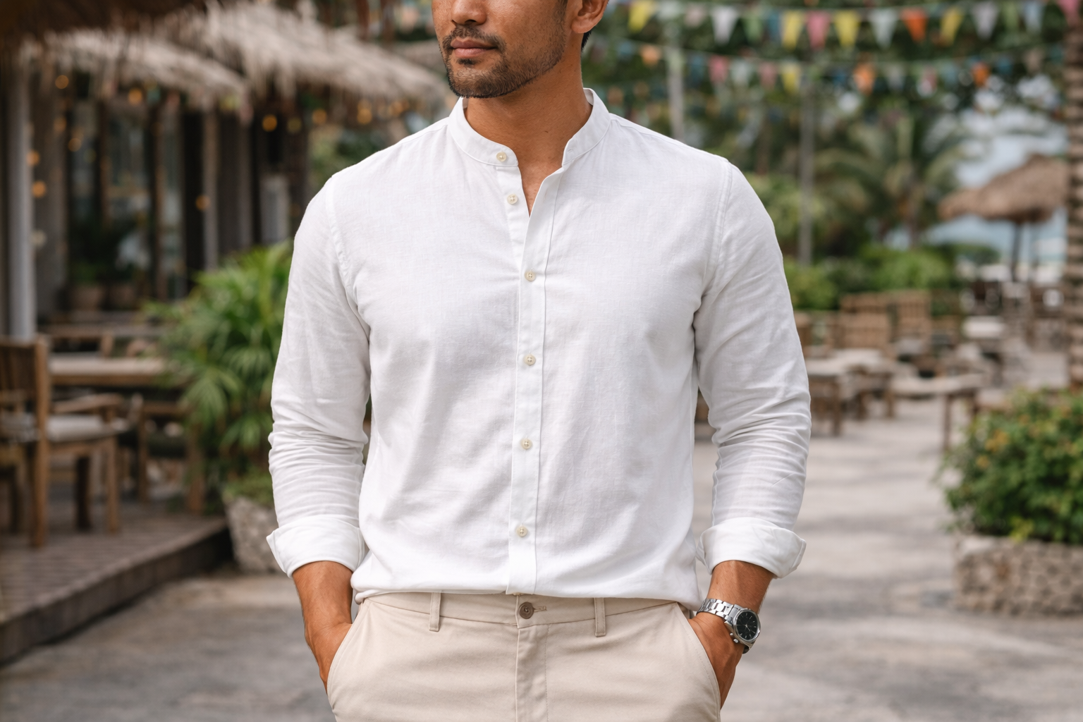 Mandarin collar shirt Filipino style